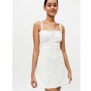 Urban Outfitters Robin Lace-Up Mini Dress in White- Size Small- NWOT